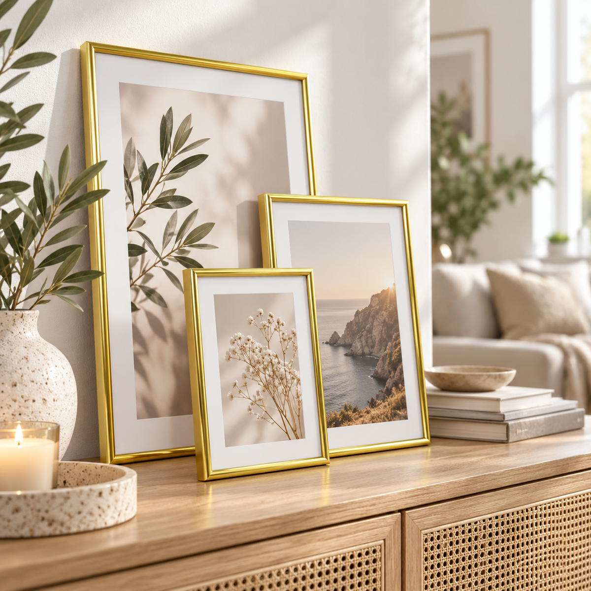 Minimalistisk fotoram i metall - Guld